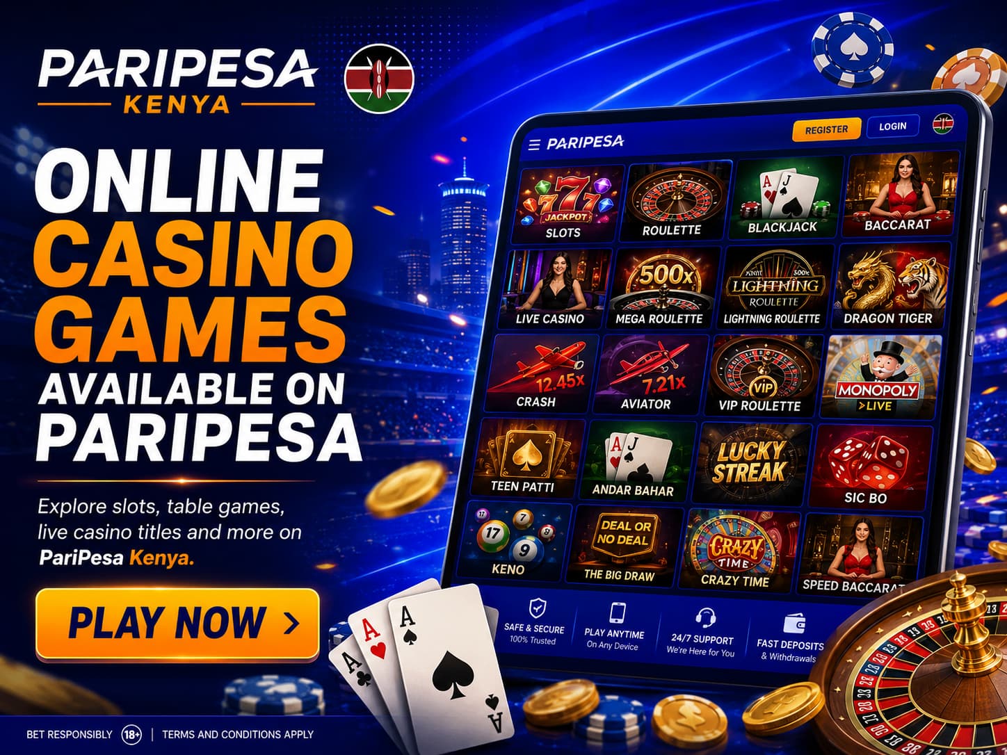 Online casino games available on PariPesa