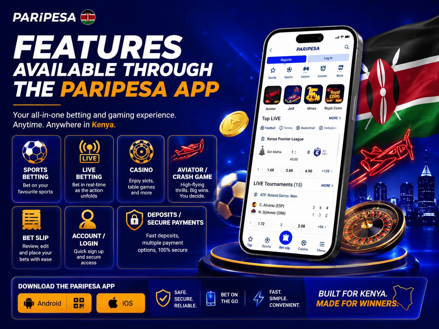 PariPesa app features for mobile betting Kenya